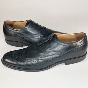 Johnston & Murphy Black Leather Wingtip Derby Oxford Dress Shoes Men 13